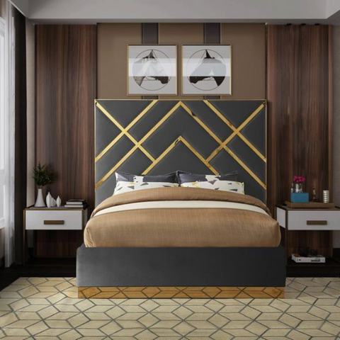 Lunalux Stylish Upholstered Bed In Suede