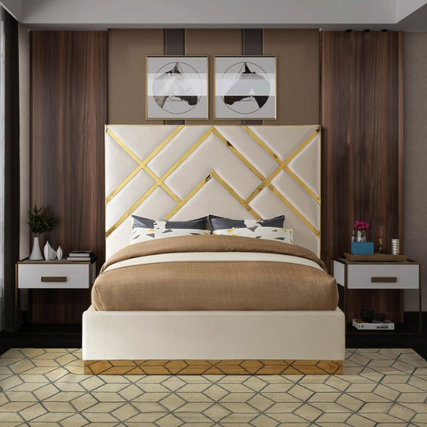 Lunalux Stylish Upholstered Bed In Suede