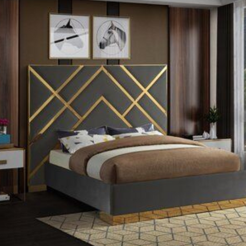 Lunalux Stylish Upholstered Bed In Suede