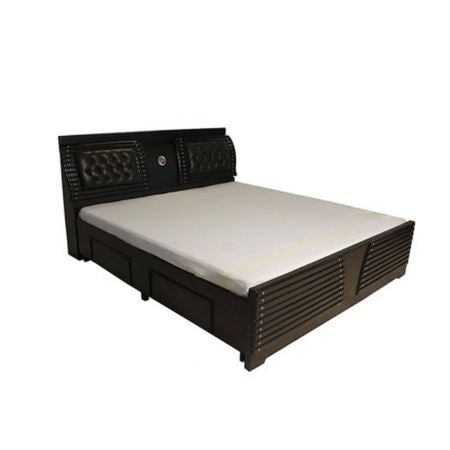 Espresso Harmony Wooden Bed with Both Side 2 Drawer Storage