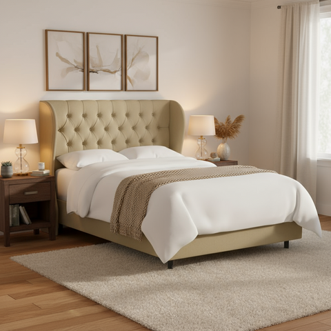 Sansa Affordable Upholstered Bed In Suede