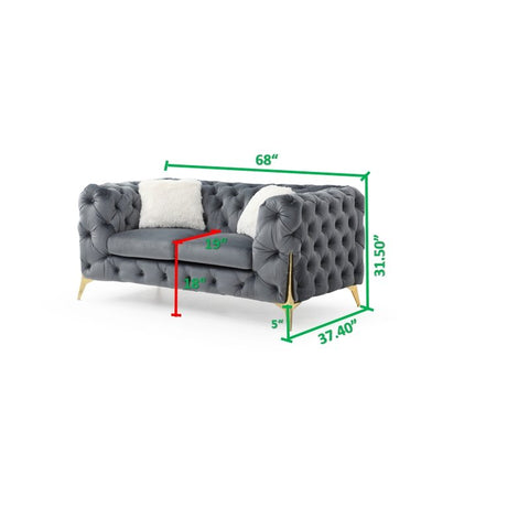 Pinnacle Plush Sofa Set In Velvet