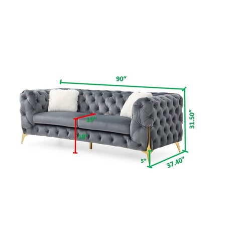 Pinnacle Plush Sofa Set In Velvet