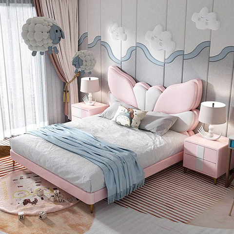 Butterfly Luxury Upholstered Kids Bed Hydraulic Storage In Suede
