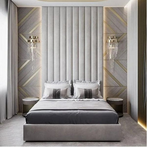 Horizontal Design Velvet Fabric Upholstered Wall Mounted Headboard