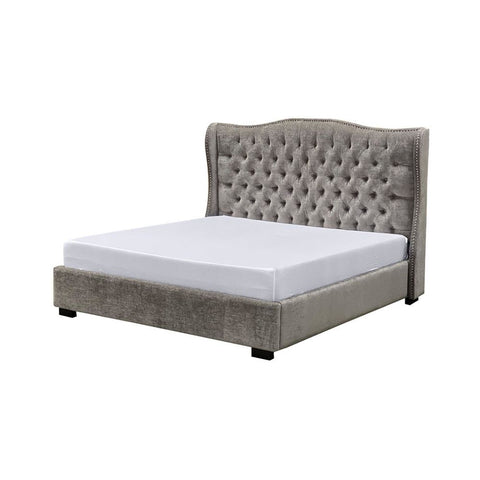 Benin Elegant Upholstered Bed In Suede