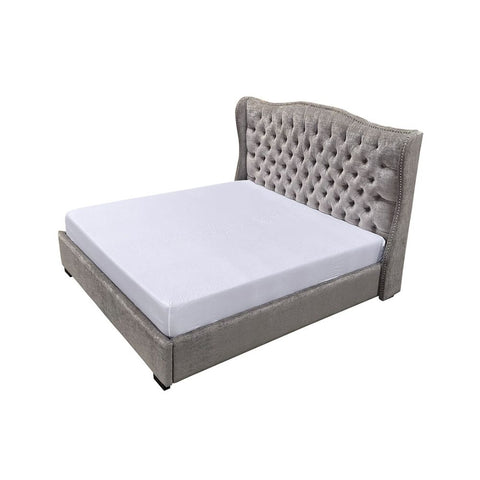 Benin Elegant Upholstered Bed In Suede