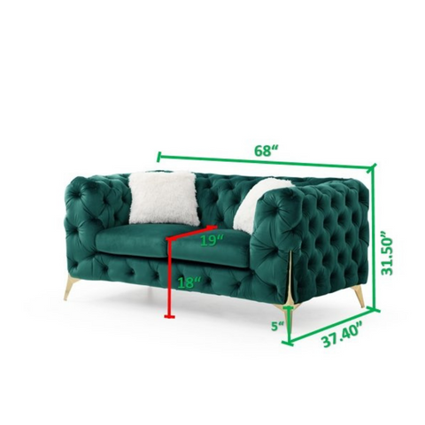 Pinnacle Plush Sofa Set In Velvet