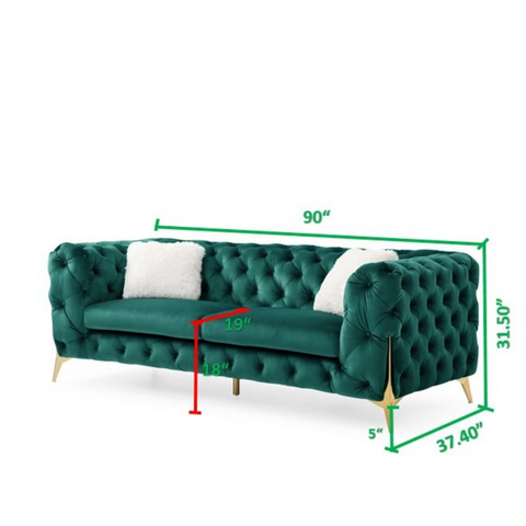 Pinnacle Plush Sofa Set In Velvet