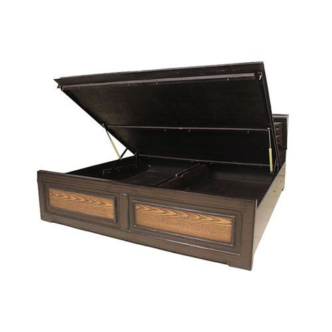 Teak Tranquility Platform Wooden Bed with Hydraulic Storage