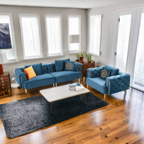 Haven Harbor Sofa Set In Velvet Fabric