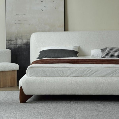 Close-up of Amara Upholstered Bed Headboard – Towel Suede Fabric, Without Storage