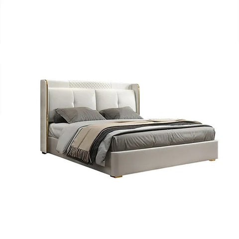 Galaxy Upholstered Bed in leatherette on white background – catalog product photo