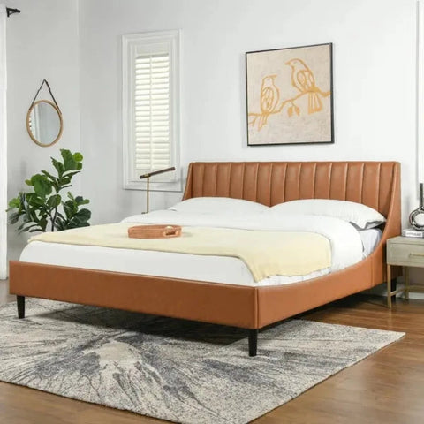 Oreo Upholstered Modern Without Storage Bed In Leatherette