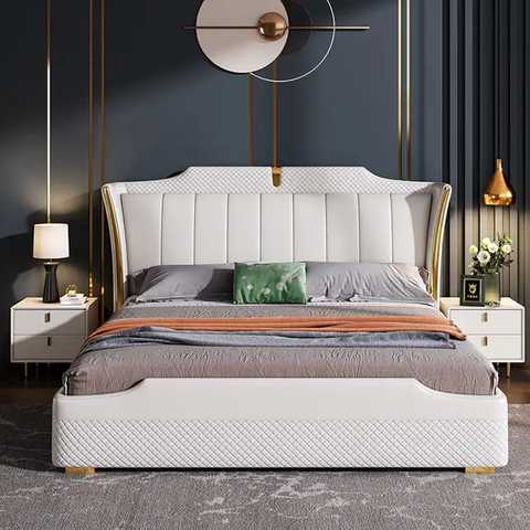 Frosted Luxury Upholstered Bed In Leatherette