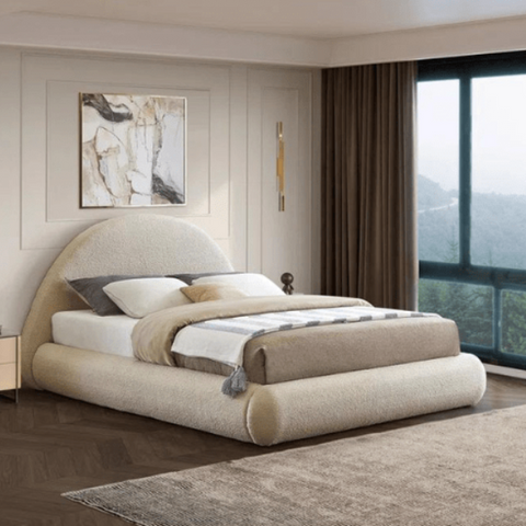 Luna Luxury Upholstered Bed In Towel Suede Fabric
