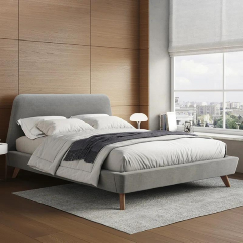Gobbler Modern Upholstered Bed Without Storage In Suede Fabric