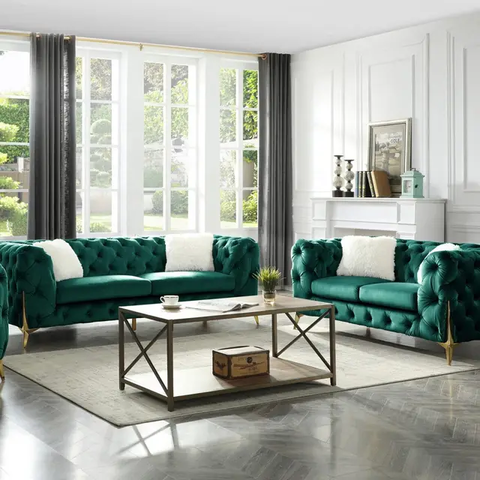 Pinnacle Plush Sofa Set In Velvet