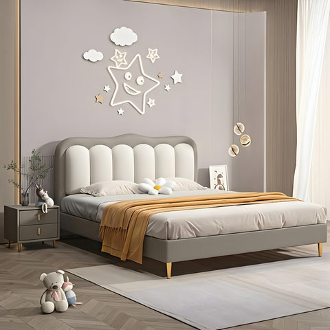 Dora Upholstered Kids Modern Bed In Suede