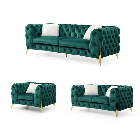 Pinnacle Plush Sofa Set In Velvet