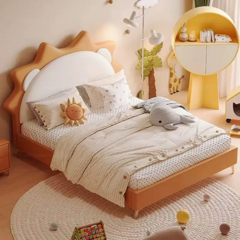 Zoomie Upholstered Kids Modern Bed In Suede