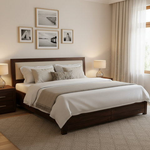Brunza Premium Solid Wood Wooden Bed