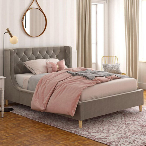 Metios Luxury Upholstered Bed In Suede