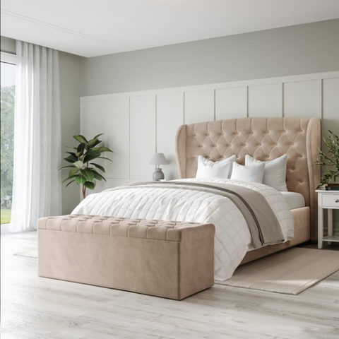 Kobe Modern Upholstered Bed Without Storage In Suede