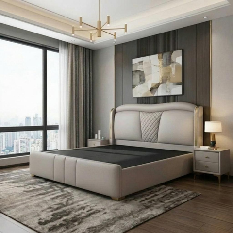 Meadow Elegance Upholstered Bed in Micro Fabric