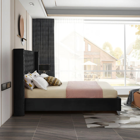 Tony Upholstered Modern Bed In Suede