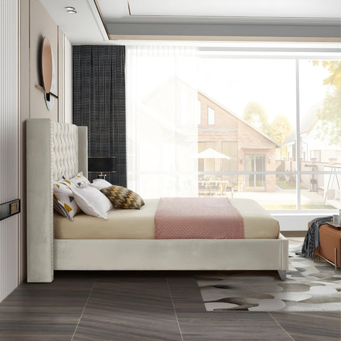 Tony Upholstered Modern Bed In Suede