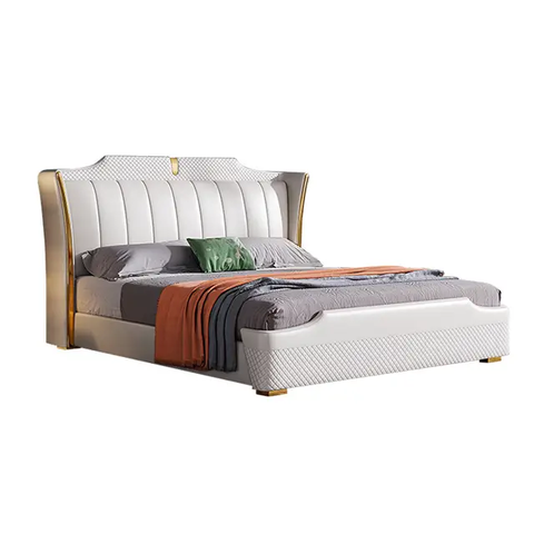 Frosted Luxury Upholstered Bed In Leatherette