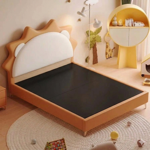 Zoomie Upholstered Kids Modern Bed In Suede