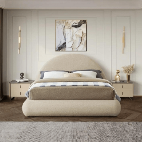 Luna Luxury Upholstered Bed In Towel Suede Fabric