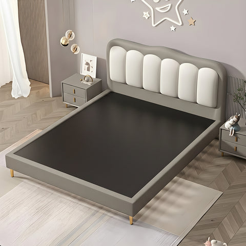 Dora Upholstered Kids Modern Bed In Suede