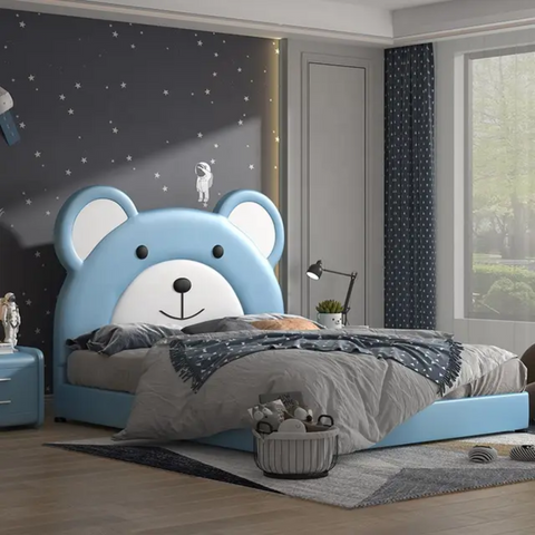 Teddy Premium Upholstered Kids Bed Hydraulic Storage In Suede