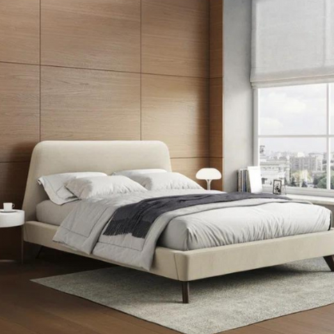 Gobbler Modern Upholstered Bed Without Storage In Suede Fabric