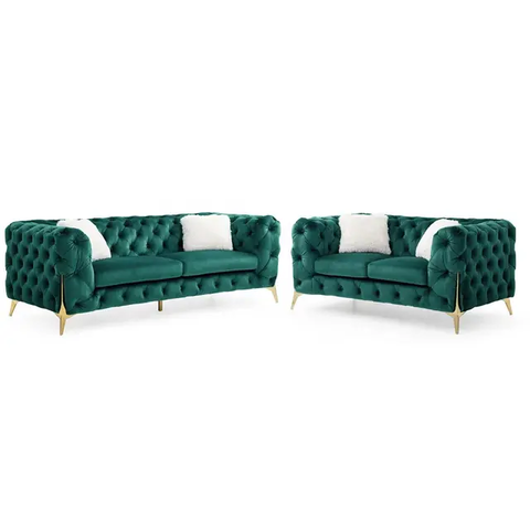 Pinnacle Plush Sofa Set In Velvet