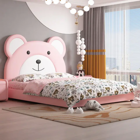 Teddy Premium Upholstered Kids Bed Hydraulic Storage In Suede