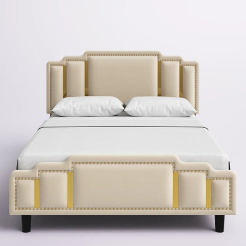 Bahmas Modern Upholstered Bed Without Storage In Suede