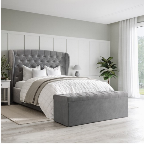 Kobe Modern Upholstered Bed Without Storage In Suede