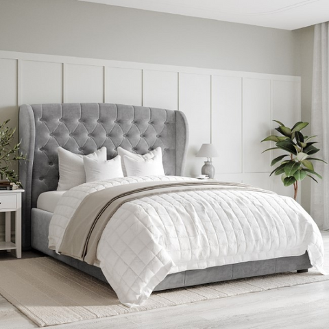 Kobe Modern Upholstered Bed Without Storage In Suede