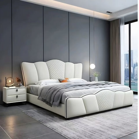Milky White Stylish Upholstered Storage In Leatherette