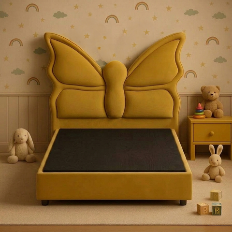 Monarch Butterfly Upholstered Kids Bed Non Storage In Suede