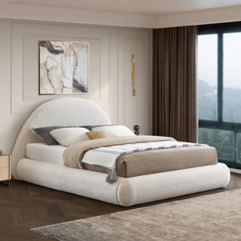 Luna Luxury Upholstered Bed In Towel Suede Fabric