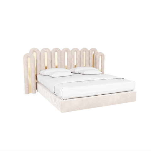 Omega Elegant Upholstered Bed  In Suede