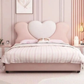 Aahed Heart Upholstered Kids Bed In Suede