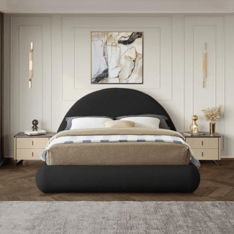 Luna Luxury Upholstered Bed In Towel Suede Fabric