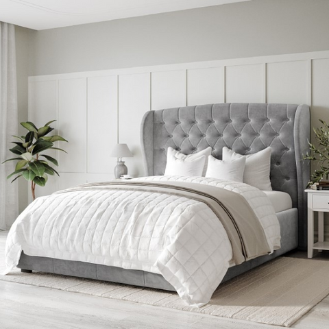 Kobe Modern Upholstered Bed Without Storage In Suede