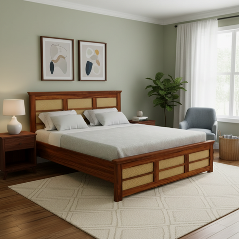Satin Solid Wood Wooden Bed